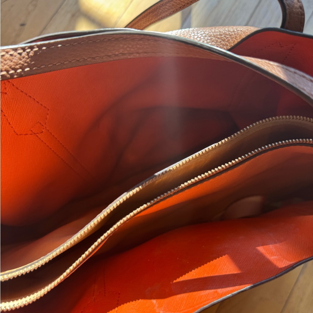 Tory Burch Perry Triple Compartment Tote Bag Leather Camel Brown🤎 - Picture 4 of 5